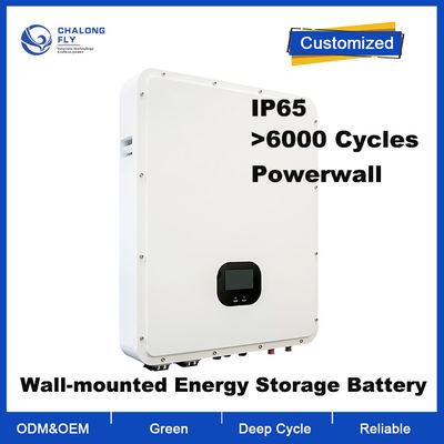 48V IP65 Baterai Lithium LiFePO4 Tahan Air Powerwall Rumah Tangga dengan Sistem Penyimpanan Energi Siklus Hidup 6000+