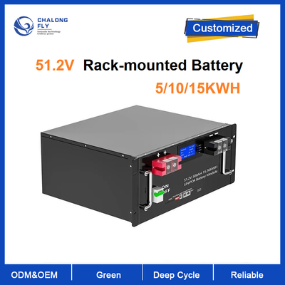 Rack Mount LiFePO4 Sistem Energi Surya Rumah Baterai Lithium Ion Terbarukan 48V 100AH ​​200AH 300Ah