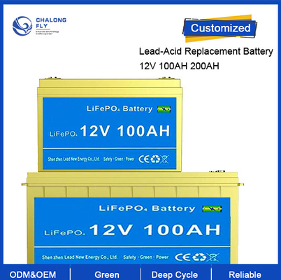 OEM ODM Baterai lithium LiFePO4 Penggantian asam timbal Baterai lithium LiFePO4 12.8V 100AH 200AH Terisi ulang Untuk EV