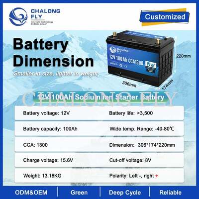 Baterai 12V Sodium-Ion Starter 60Ah100Ah dengan tombol Start Darurat dan katup Pengurangan Tekanan