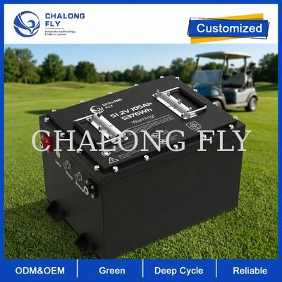 Baterai Kereta Golf LiFePO4 51.2V 105Ah dengan Kapasitas 5376Wh dan BMS Cerdas untuk Konversi Aki Timbal-Asam 48V