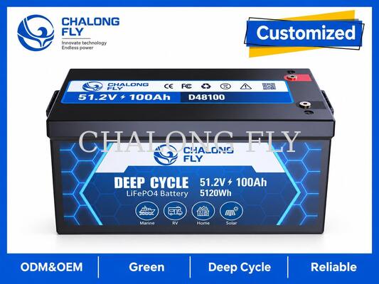 51.2V 100Ah LiFePO4 Trolling Motor Baterai dengan 5,12kWh Energi, Pemantauan Bluetooth, dan 100A Output Kontinyu